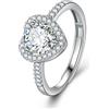 GMEDRIDAS Fedina Argento 925 Donna Anelli Regolabili Delle Signore,Bianco Cuore Zirconia Birthstone Thumb Ring Anelli Nuziali Anelli di Fidanzamento Regalo per le Donne