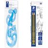 Staedtler 571 40 Wp St Curvilinee Burmester, Tre Forme In Plastica Per Disegnare Curve Di Raggio Variabile, 571 40 Wp & Bk2D Matite 2H, 2 Pezzi