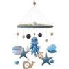 Ueiwffzo Polpo Baby Mobile - Lettino a vento in legno, ciondolo a forma di polpo per uncinetto, animali marini, campana per il letto, fasciatoio, decorazione mobile per la cameretta dei bambini