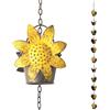 Aifeorzo Catene Antipioggia da 2,6 m, in Metallo, per grondaie e Tubi di Scarico, Catena Antipioggia Vintage, con Suoni Decorativi a Girasole, deflettore dell'Acqua piovana, Decorazione per Esterni
