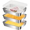 Dulynva Set di 3 vaschette per impanare, set per impanare in acciaio inossidabile 25,5 x 20 x 5 cm Vaschette per impanare cotolette per impanare carne, pesce e verdure