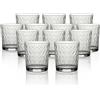 MA MAISON Set Di 6 o 12 Bicchieri per Acqua in Vetro Decorato Ideali per Casa e Ristorante - Collezione Tumbler Trasparente (ZIG ZAG - 12 Pz)