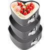 TIANLIN Set di 3 Tortiere Apribili con Cerniera a Forma di Cuore, Taglie 20/22/24 cm - Acciaio al Carbonio con Rivestimento Antiaderente, Fondo a Tenuta Stagna, Resistente fino a 230°C - Per Torte