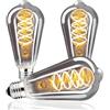 Vanpus Bulbo LED Edison 4W Regolabile 2700K Bianco Caldo, Base E27, 20.000 Ore di Vita Media, CRI 90+, Vetro Grigio Fumé Lampada Vintage - Confezione da 3