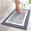 SHACOS Tappeto Bagno Microfibra Soffice Morbida, Tappetino Bagno Antiscivolo, Tappeto Bagno Assorbente, Tappeti Bagno Lavabile In Lavatrice, Adatto per Doccia O Vasca Da Bagno, Grigio, 60 X 90 cm
