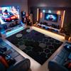 RUILBJM Tappeto per Soggiorno e Camera da Letto,Motivo Geometrico Neon 3D Cool Vision per Adolescenti Ragazzi stanza da gioco,Morbida flanella Antiscivolo Gaming Rug (Grigio,80 * 160cm)
