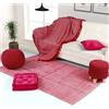 About Home Tappeto in 100% cotone con motivo a spina di pesce, 90 x 150 cm, colore rosso, grande, per interni, soggiorno, camera da letto, lavabile in lavatrice, intrecciato a mano