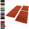 Carpettex Bordo del letto Shaggy tappeto Set di runner 3 pezzi Pila alta Pianura Pila lunga, colore:Terracotta, set letto:2 pezzi 80x150 + 1 pz 80x250