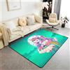Homewish Tappeto da bambina con unicorno, 100 x 150 cm, per camera da letto, tappeto Kawaii arcobaleno con unicorno, per soggiorno, con stampa di animali da sogno, non perde pelo, motivo farfalle e