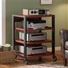 YDEHUEAD Mobile HiFi a 4 Ripiani per Giradischi e Componenti Audio - Supporto Multimediale Verticale con Struttura Robusta, Rack Stereo perfetto per Vinili, Console Gaming e Decoder, Design (C-4Y, 48cm)
