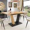 BENMWS Tavolo allungabile 120-160 x 80 x 76 cm, effetto legno, gambe a forma di ala, cucina e soggiorno