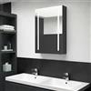 Gecheer Armadietto Bagno con Specchio e LED,Armadietto a Specchio con Luci LED,Armadietti a Specchio,Specchiera per Bagno,Specchio Bagno,Specchio Contenitore Bagno,Nero Lucido 50x13x70 cm