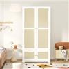 Terahanda Armadio in rattan, a 2 ante, con asta appendiabiti e ripiani antipolvere, in MDF e frontali laccati, armadio per camera da letto, bianco, 90 x 48 x 180 cm