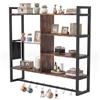 GIANTEX Mensola da Parete a 6 Livelli, Mensola Sospesa con 8 Ganci Rimovibili, Tasca Laterale Rimovibile e Ripiano in Vetro Temperato, Scaffale da Muro per Cucina, Bar e Soggiorno, 107 x 24 x 96 cm