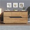 ZKLOEP 140 x 40 x 70 cm, credenze con 3 porte, armadietto per sala da pranzo con divisori regolabili, ampi armadietti senza maniglie, mobili per divano, colore legno + nero