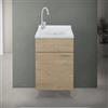 Inbagno Mobile Lavatoio 50X50 Cm Con Vasca In Resina Bianca, Asse Lavapanni, Struttura In Legno Nobilitato Rovere Con Un'Anta Apribile Mediante Maniglia Cromata, Già Montato Con Kit Di Scarico Incluso