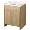Liberoshopping Mobile lavatoio in Pvc a 2 ante con vasca in resina 60x50 cm (Rovere Naturale)
