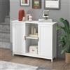 UYIHOME Credenza da cucina, armadietto da cucina, cassettiera da cucina con spazio aperto, credenza in legno, 30 x 100 x 78 cm, bianco pieno