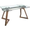 AC ANGEL CERDÁ Angel Cerdá - Tavolo da pranzo allungabile moderno in vetro temperato | Gambe Legno Impiallacciato Noce | 2 Prolunga 40cm | Per 10 Posti | Elegante | 160/240 x 90 x 75 cm