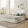 Autheria Letto matrimoniale 180 x 200 cm con rete a doghe e testiera imbottita, rivestimento in bouclé Beige (materasso non incluso)