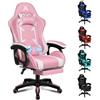 ALFORDSON Sedia da Gaming Massaggiante con Poggiapiedi da Case Rosa | Poltrona Gamer in Similpelle Serie XAVIER, Schienale regolabile, con supporto lombare e poggiatesta, portata 180 kg