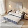PerGar Divano letto 90/180 x 200 cm, letto allungabile con rete a doghe in legno, divano letto con cassetta, letto estraibile, letto singolo/matrimoniale, in flanella, senza materasso (grigio)