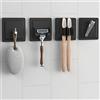 LOBUX Set di 4 supporti in silicone 4 in 1 - Supporto per rasoio - Portaspazzolino - Gancio - calamita (nero)