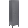 MMT Furniture Designs Ltd MMT - Armadietto in metallo per mobili, colore: arancione, giallo, blu, bianco, grigio, con serratura, armadio per le pulizie, sottile, a un'anta, scarpiera industriale (grigio, RAL 7043, 137 cm)