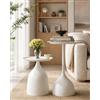 Xinyvee Set di 2 Tavolino Salotto Moderno Tavolino da Divano Laterale in Metallo Tavolinetto da Salotto Tavolo da Balcone Impermeabile e Antimacchia, Comodino Rotondo Bianco, H 42&60cm