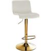 CLP Sgabello da Bar con Schienale Regolabile Hover, Poltroncina Imbottita con Rivestimento in Velluto, Sedia Girevole da Bancone in Metallo Colore:crema;Materiale base:metallo oro