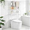 LANTUS Mensola per WC, portaoggetti sopra i WC, mobile per lavanderia, adatto per la maggior parte dei WC, salvaspazio, montaggio facile, 47 x 25 x 160 cm, bianco