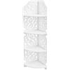 SFTYEI Scaffale angolare a 4 livelli in PVC bianco, moderno e stabile con incavi attraenti, scaffale salvaspazio per bagno e cucina, portata fino a 15 kg per ripiano