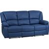 Totò Piccinni Set Divano 2 o 3 posti, Poltrona Relax CALIPSO Reclinabile, ImbottitI con Braccioli e Poggiapiedi (Similpelle Scamosciata Blu, 3 Posti)