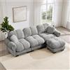 NuvlaGu Divano angolare a forma di L, 3 posti, in ciniglia, con pouf mobile, moderno divano imbottito con design trapuntato, cuscino spesso, morbido divano con 2 cuscini decorativi, divano per