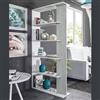 Dmora - Libreria Columbia, Mobile portalibri bifacciale a 5 ripiani, Scaffale divisorio da ufficio o cameretta, 90x25h180 cm, Bianco e Cemento
