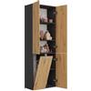 ARREDO DA CASA Armadio Bagno a Colonna con Cesto Portabiancheria, 3 Ante Battenti e Anta a Ribalta, Mobile Salvaspazio 60x174x30 cm, in Diversi Colori ABT1 (Rovere/antracite)