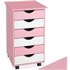 tectake® Cassettiera Ufficio con Ruote 65x36x40cm, Cassettiera Scrivania, Mobiletto salvaspazio 6 Cassetti, Organizer cancelleria, Cassetti Scrivania, Mobiletto con Ruote per Ufficio, Studio - Rosa