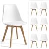 Xbro Set di 6 Sedia Sala da Pranzo Scandinava Imbottita Confortevole, Cucina Soggiorno Ufficio Moderno Piedi Legno Faggio 27mm, 40×47×80 cm (6, Bianco)