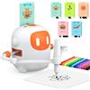 OHFAMO Robot da Disegno per Bambini con 100 Schede e 12 Pennarelli, Giocattolo Robot con Interazione Vocale, Migliora Concentrazione e Pazienza, Bambini Sopra i 3 Anni, Bianco