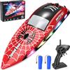 rc tech Barca telecomandata con 7 modalità di illuminazione, barca RC 20 km/h, con modalità One Click
