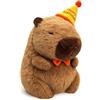 LEWBDF Capybara - Peluche Capybara da 25 cm, con cappello di compleanno, simpatico e morbido, maialino d'acqua, idea regalo per la casa, per ragazze e ragazzi