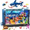 HOGOKIDS Acquario con Squalo da Costruire con Animali Marini Mobili e Luce | Set di Costruzioni Acquario per Bambini e Bambine 8-14+ Anni, con Squalo, 2 Pesci Pagliaccio, Regalo per Compleanno e Natale