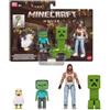 Mattel A Minecraft Movie Garrett, Creeper, Zombie & Chicken Action Figure Confezione da 4 (Woodland Mansion Throwdown)