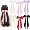 FuxFuis 6 Pz Nastro Fiocco Fermaglio per Capelli Elegante, Molletta con Fiocco in Seta da Ragazza, Fermagli con Fiocchi, Accessori Moda per Capelli - Nero, Bianco Crema/Puro, Rosso Vino, Viola, Rosa