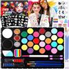 ITMNMNL Truccabimbi Kit,33 Colori Truccabimbi Kit Anallergici Atossici,Trucca Bimbi,con 3 Pennelli,44 Stampini,Stencil a Diamante,Body Painting Colori Trucchi Halloween Bambini per Carnevale Cosplay