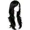 Dcbaboo Parrucca Nera Lunga Parrucca Donna Lunga Ondulata 70cm Cosplay Anime Wig Parrucche con Frangia Capelli Sintetici Finti Ricci Mossi per Carnevale Halloween Festa Costume Party