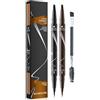 YIMVUNZ Set 2 Pezzi Matita Sopracciglia Effetto Pelo a 4 Punte, Penna Sopracciglia Microblading con Pennello, Matita Sopracciglia Waterproof a Lunga Durata, Colore Nero e Castano Scuro (Dark Brown)