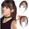 Ysdqs Hair Extension con clip, 100% capelli veri, da donna, frangia francese, extension di capelli sintetici, frangia con ferretti (marrone medio)