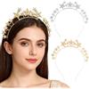 BSITSSS 2 Pezzi Cerchietto per Capelli Stella, Argento Oro Brillantini Perla Star Accessori Capelli, Stelle Cerchietto Sposa Tiara per Soirée Natalizi Mariage Compleanno Fête
