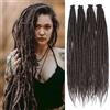 PORSMEER 24 pollici marrone scuro dreadlocks 20 ciocche fatte a mano testa sintetica per capelli all'uncinetto 0,6 cm hippie dritte dreads dea log